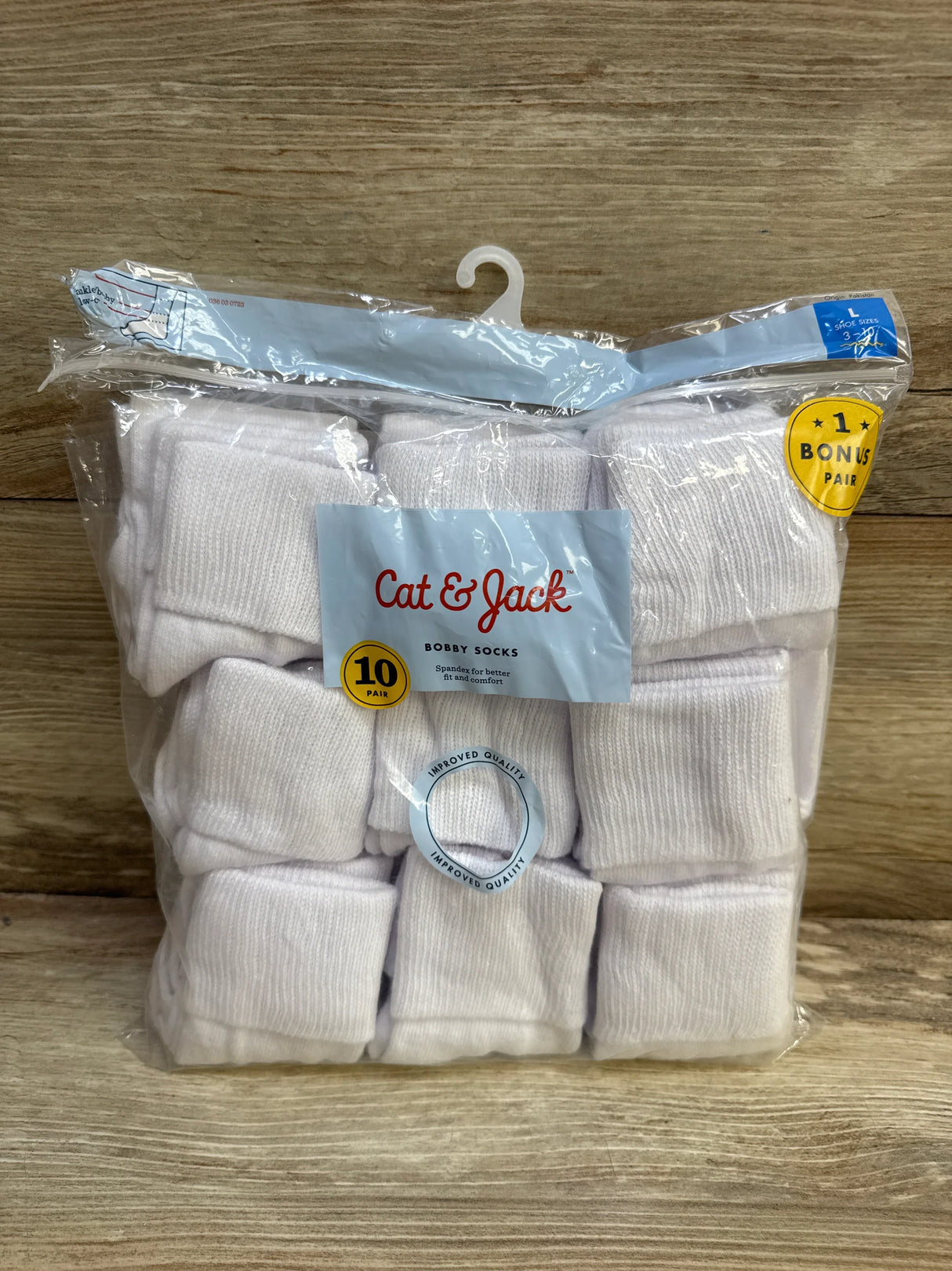 NEW Cat & Jack Bobby Socks 10pk White sz L/3-10Y
