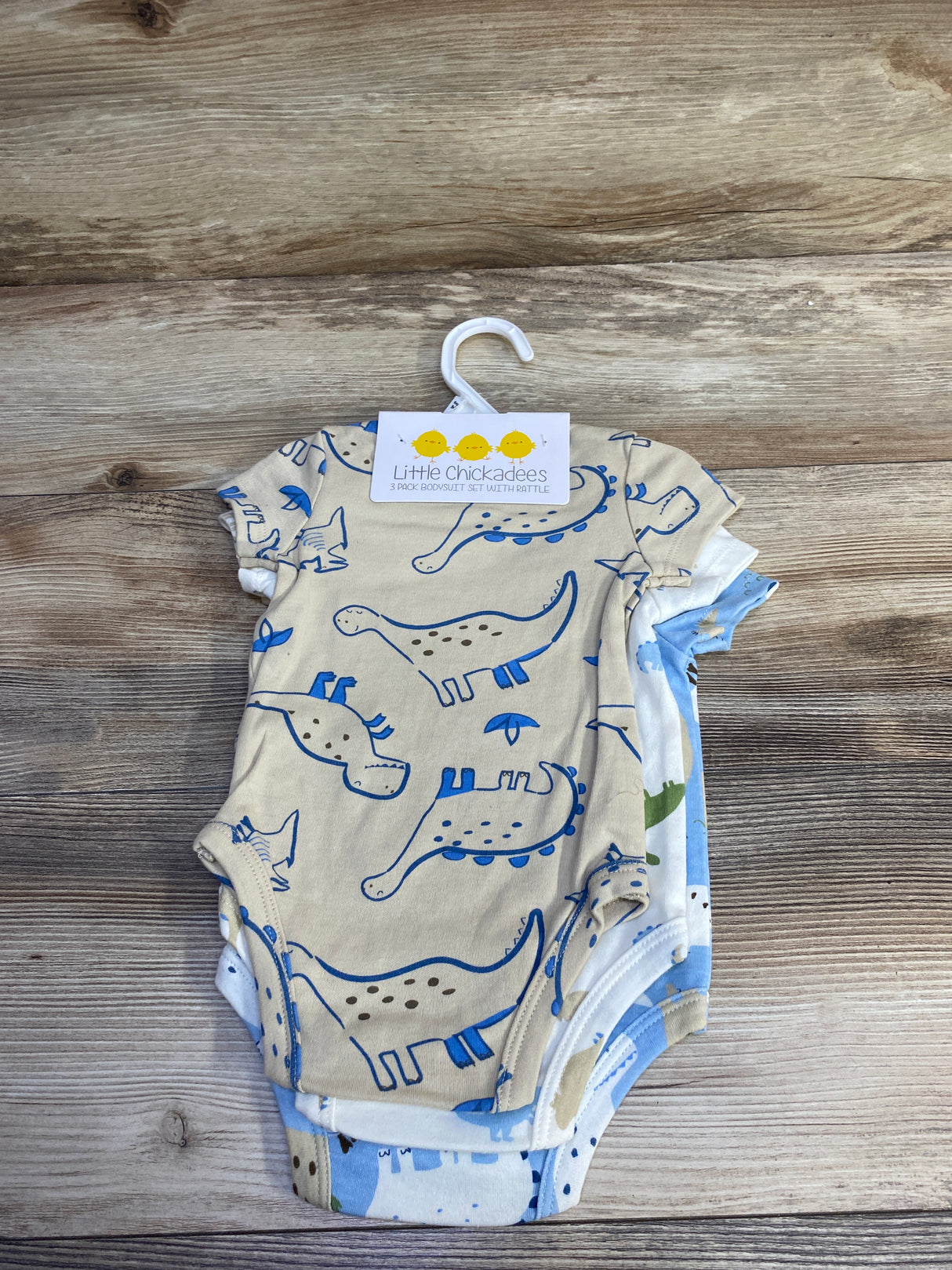 NEW Little Chickadees 3pk Bodysuits Blue sz 6/9m