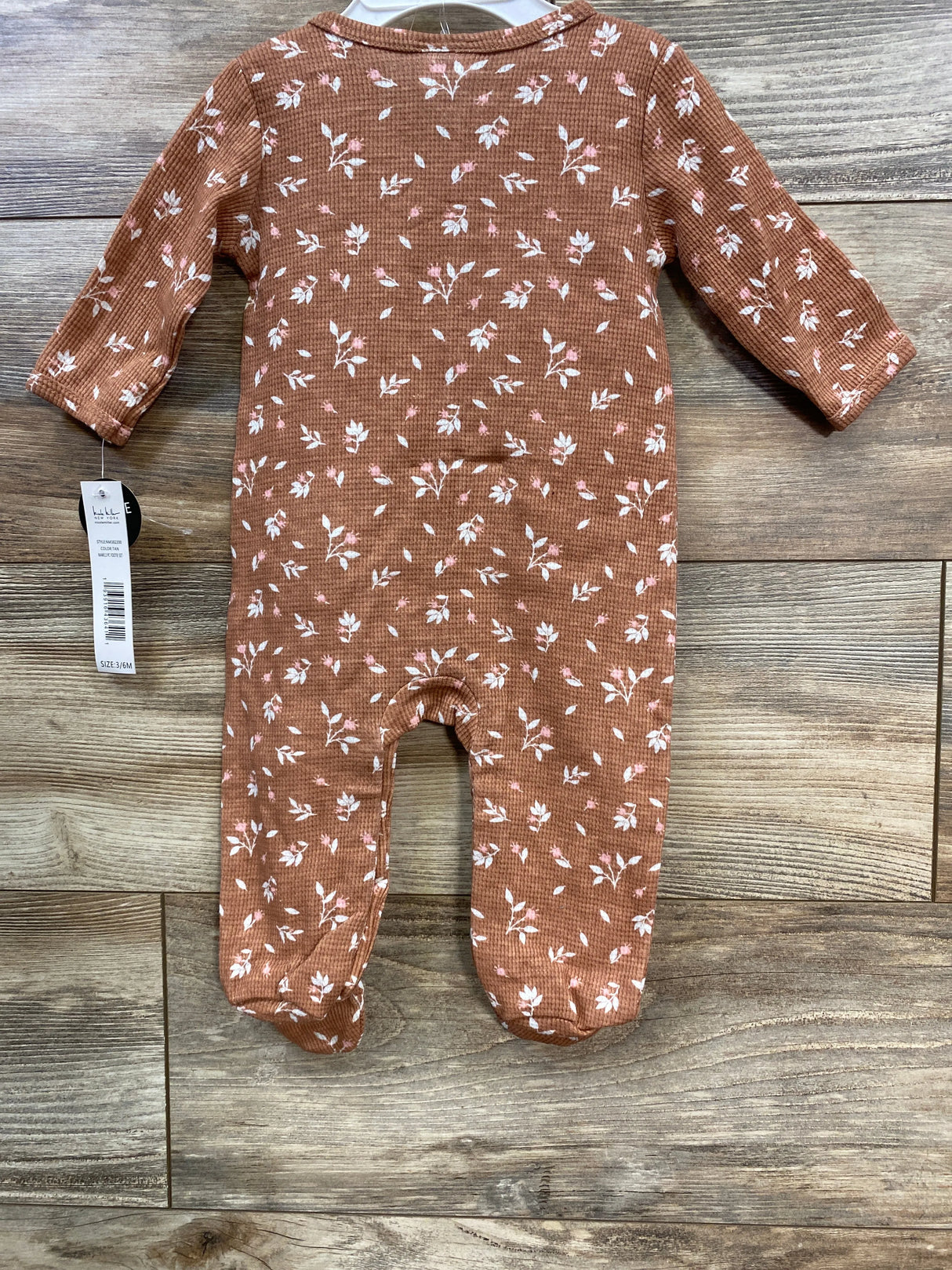 NEW Nicole Miller Waffle Knit Ruffle Coverall & Hat 2pc Set Orange sz 3-6m