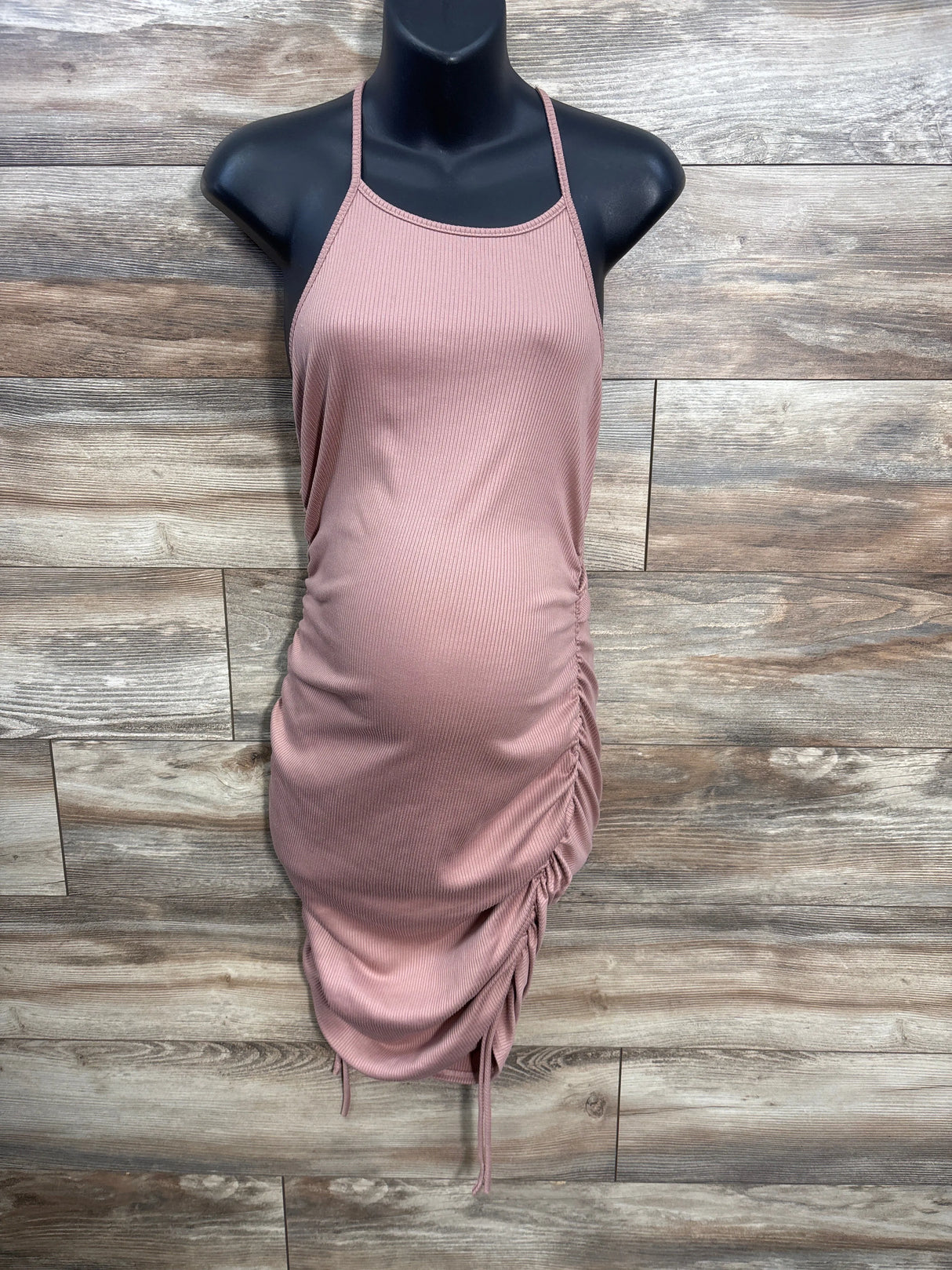 My Bump Maternity Ribbed Tank Bodycon Dress Pink sz Medium