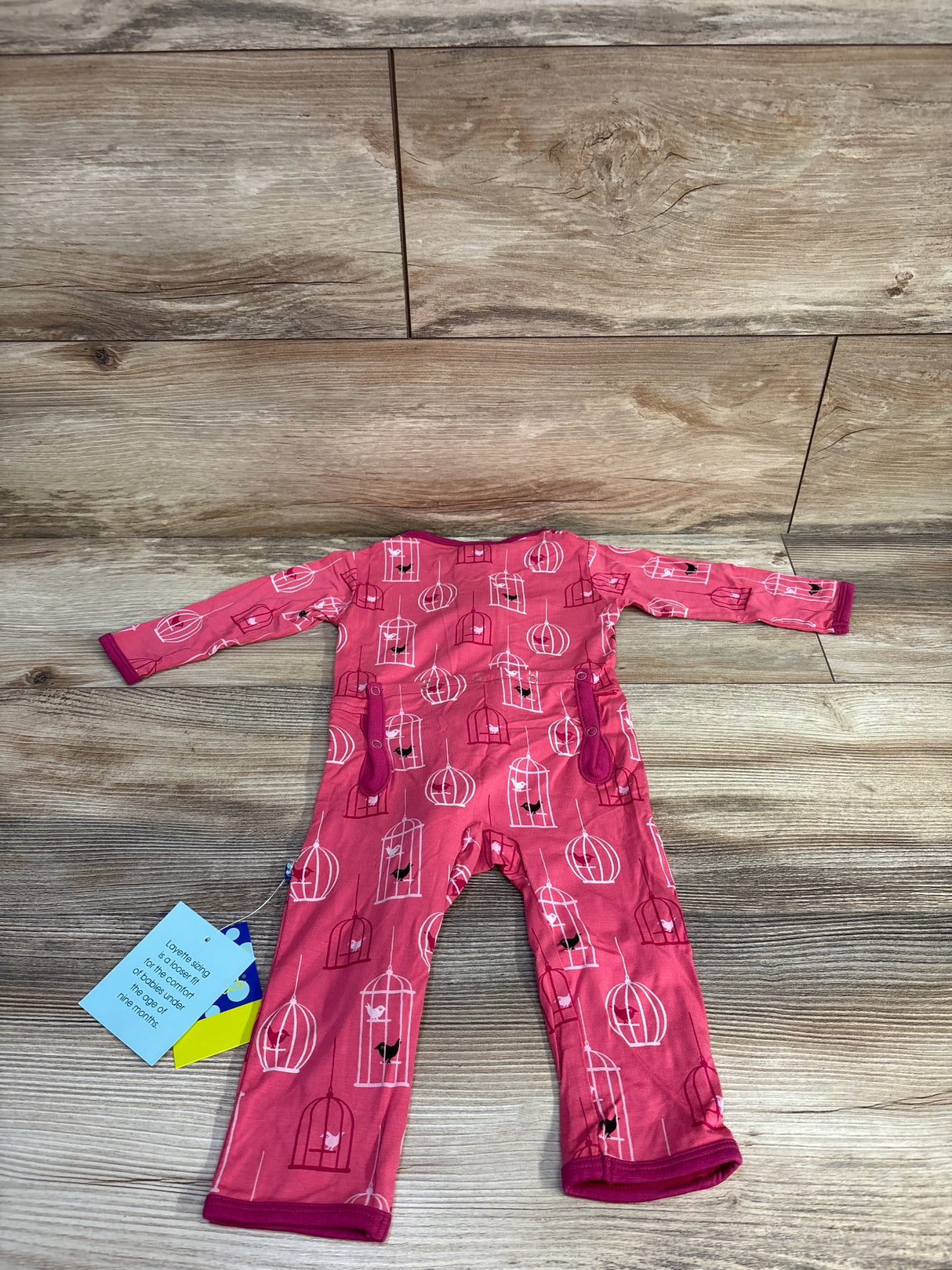 NEW KicKee Pants Print Coverall in Winter Rose Birdcage Pink sz 3-6m
