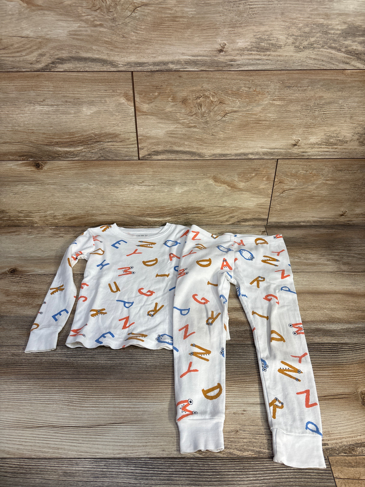 Carter's 2pc Alphabet Pajamas Shirt & Pants White sz 3T