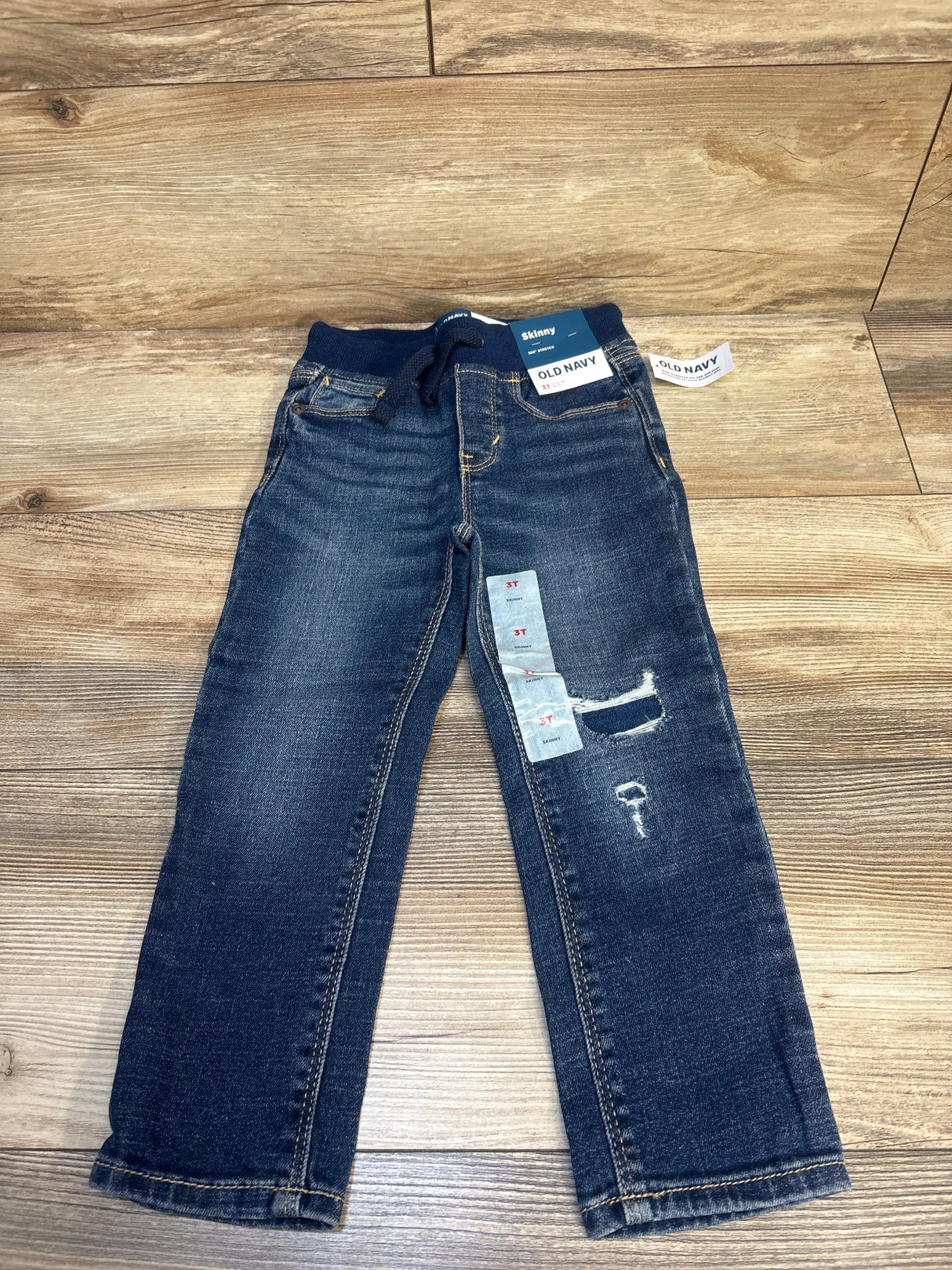 NEW Old Navy Rib-Knit Distressed Skinny Jeans Medium Blue sz 3T