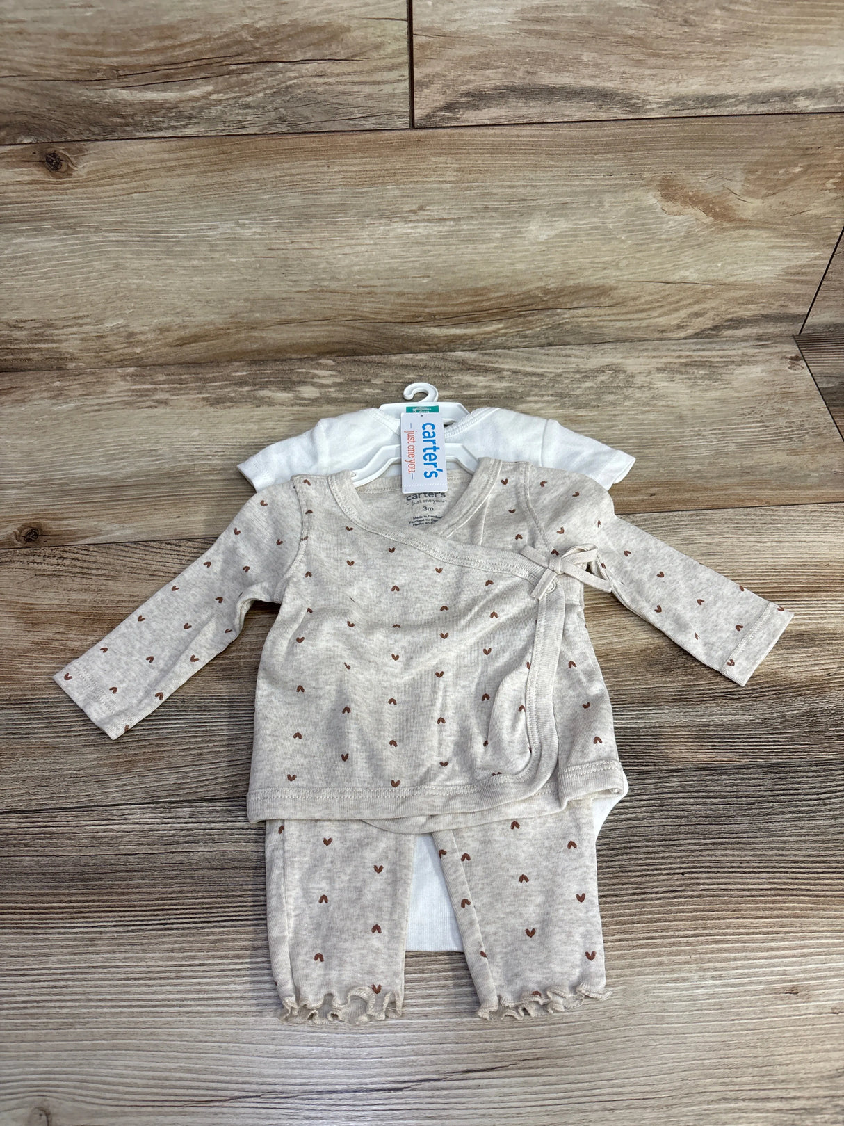 NEW Just One You Heart Print Kimono Set Taupe sz 3m