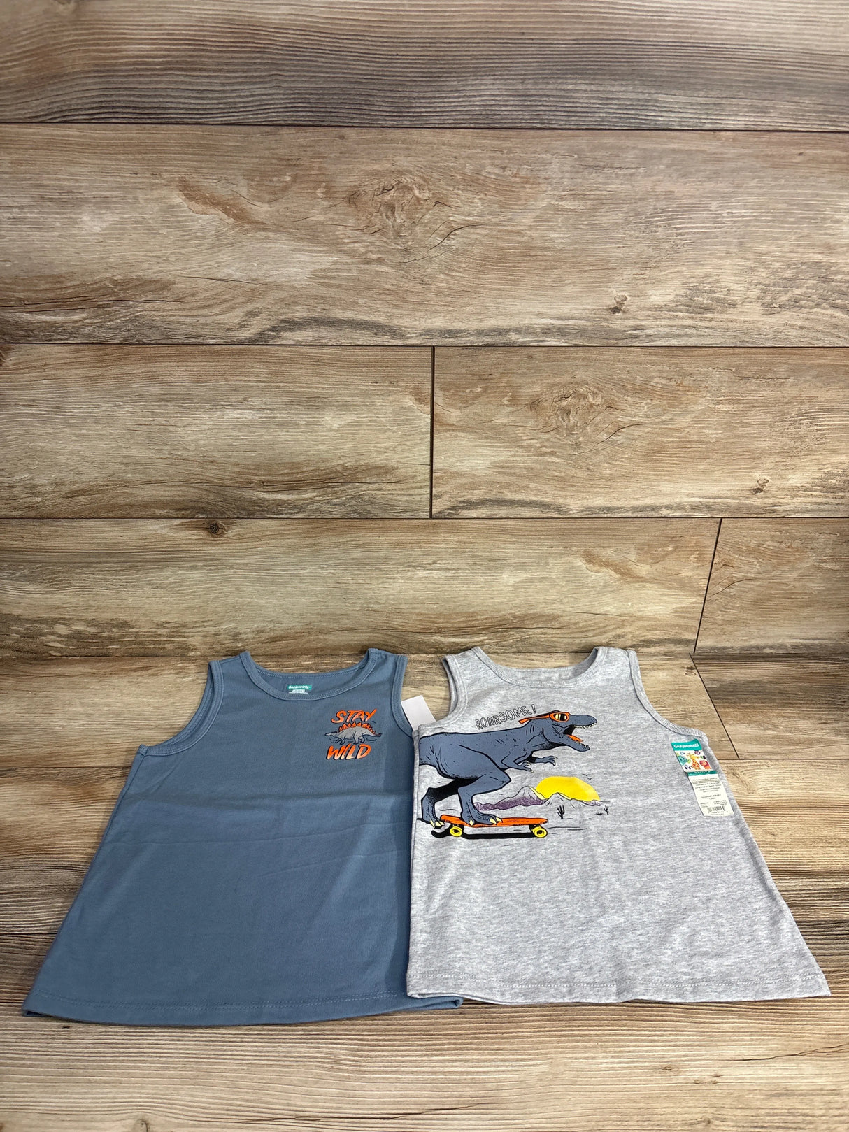 NEW Garanimals 2pk T-Rex Tank Top Set Grey sz 5T