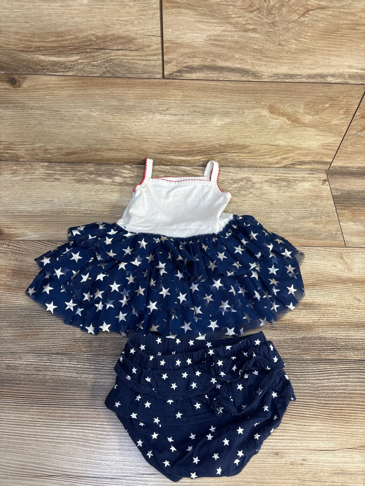 Koala Kids 2pc My First 4th of July Dress & Bloomers Set White sz 3-6m