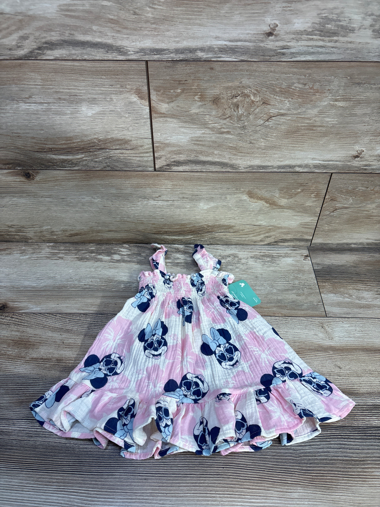 NEW Disney Baby 2pc Minnie Mouse Smocked Gauze Dress & Bloomers Pink sz Newborn