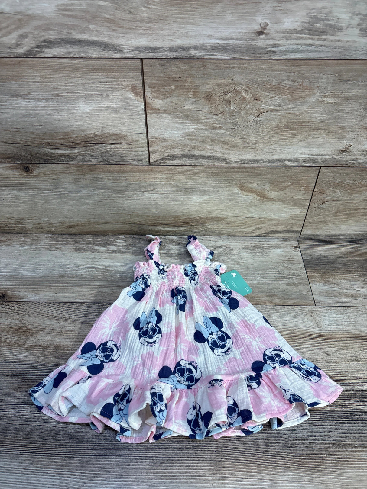 NEW Disney Baby 2pc Minnie Mouse Smocked Gauze Dress & Bloomers Pink sz Newborn