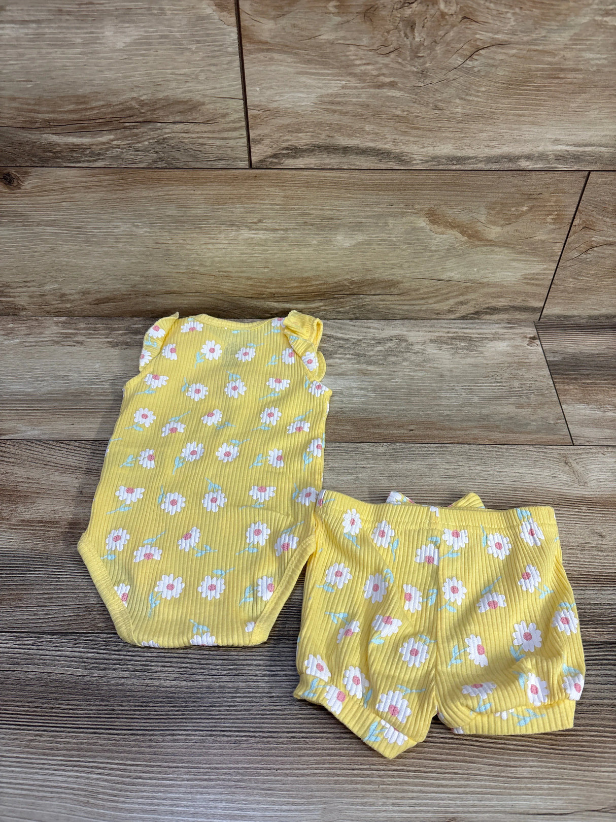 Millie & Myles 2pc Ribbed Happy Days Bodysuit & Shorts Set Yellow sz 6-9m