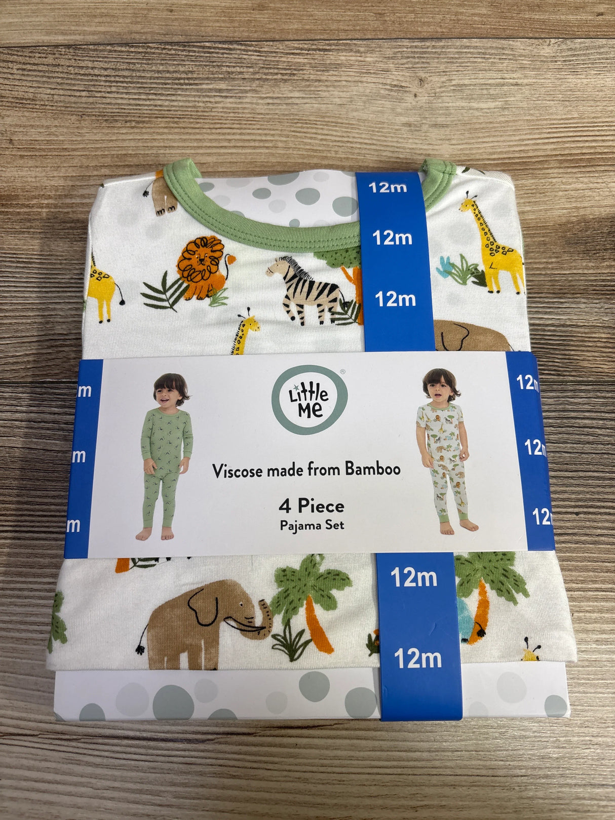 NEW Little Me 4pc Safari Pajama Set Ivory sz 12m