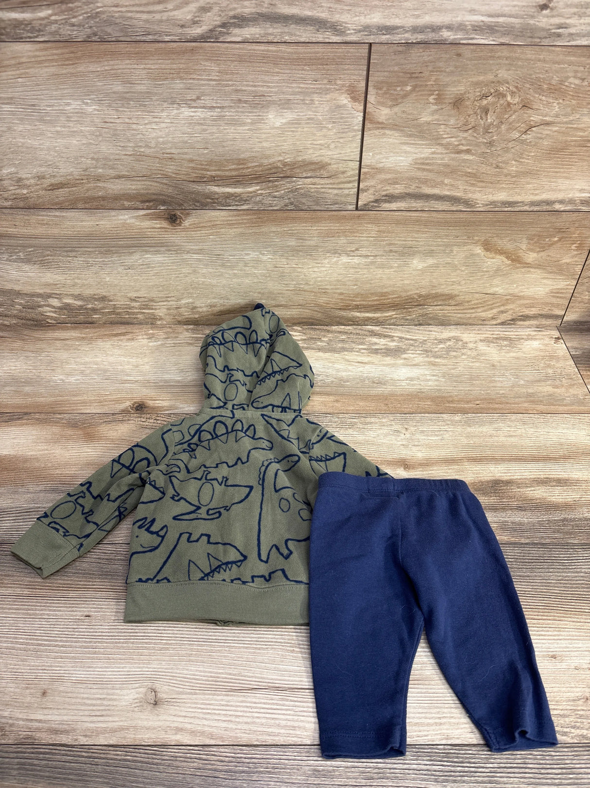 Just One You 2pc Dinosaur Full Zip Jacket & Bottoms Set Olive sz 3m