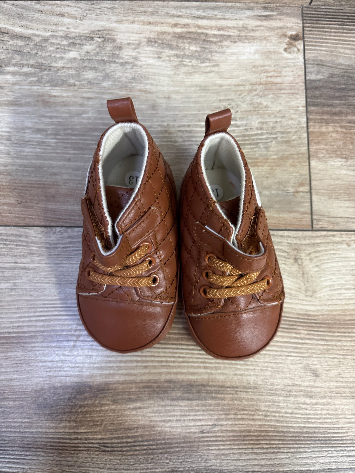 Faux Leather Crib Shoes Brown sz 4c