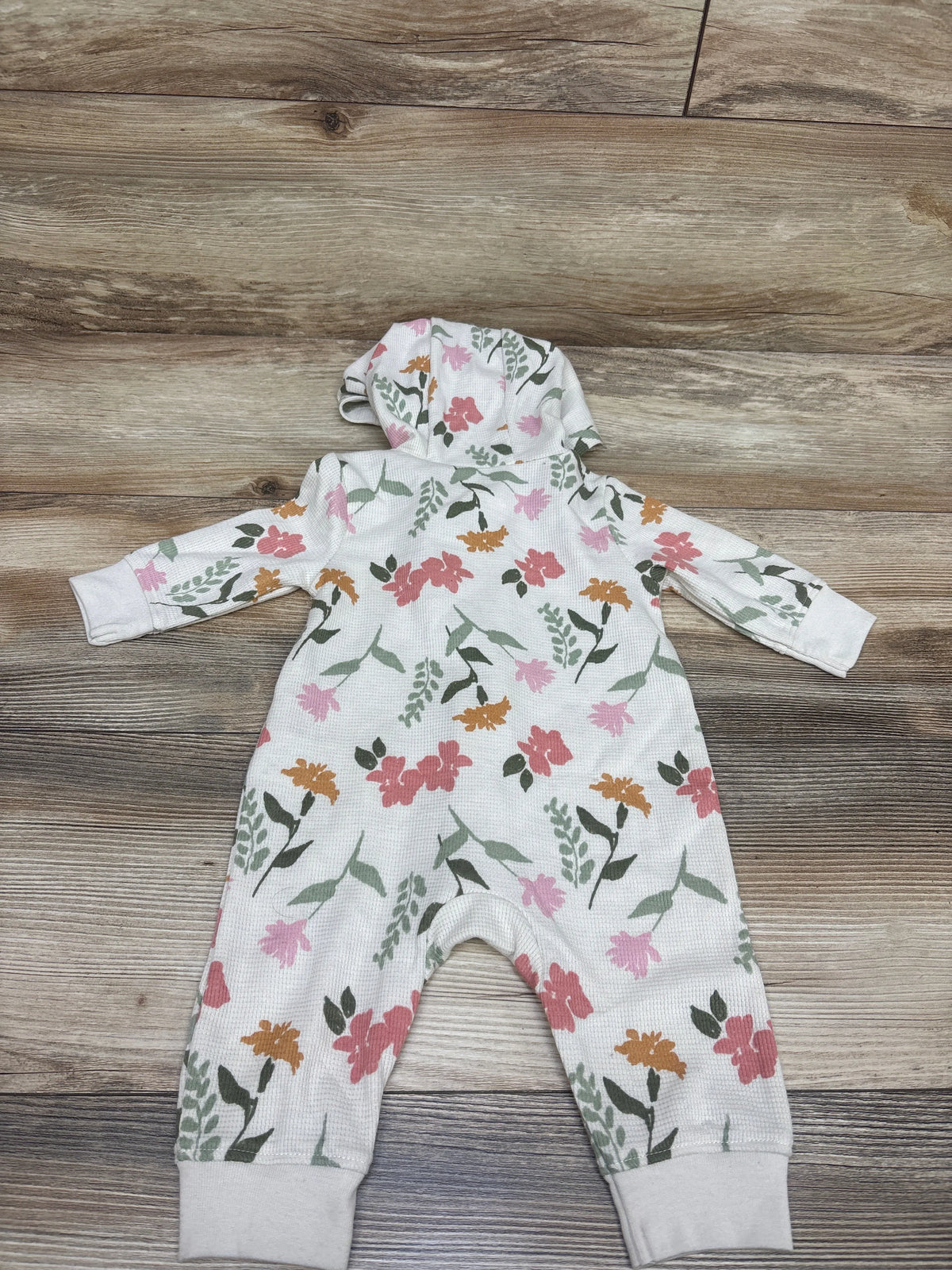 NEW Carter's Floral Waffle Knit Hooded Coverall Beige sz 3m