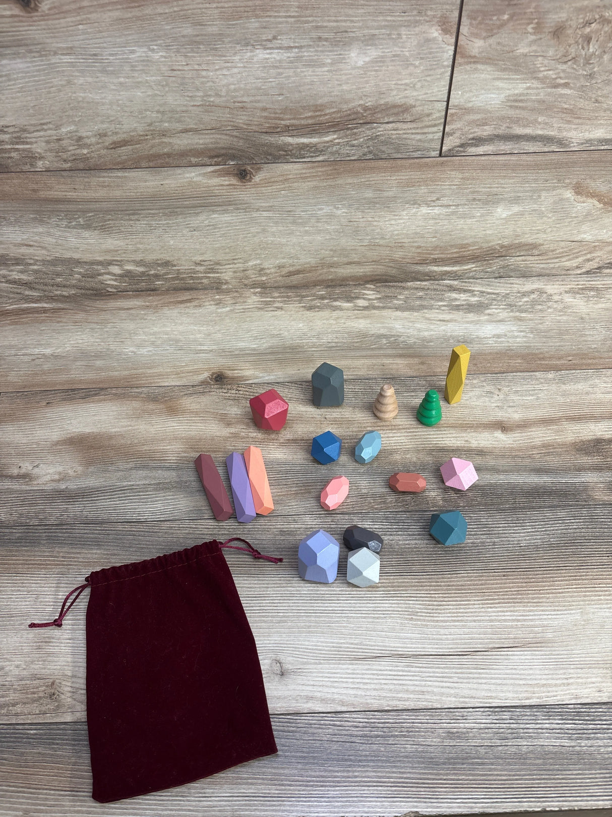 Wooden Balancing Stacking Rocks - 17pc