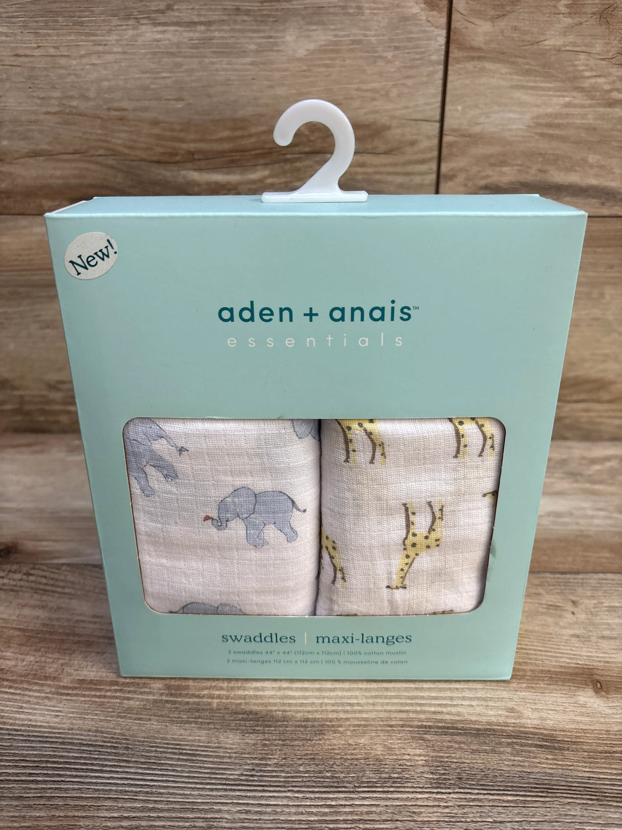 NEW Aden + Anais Essentials Swaddle Blankets - Safari 2pk