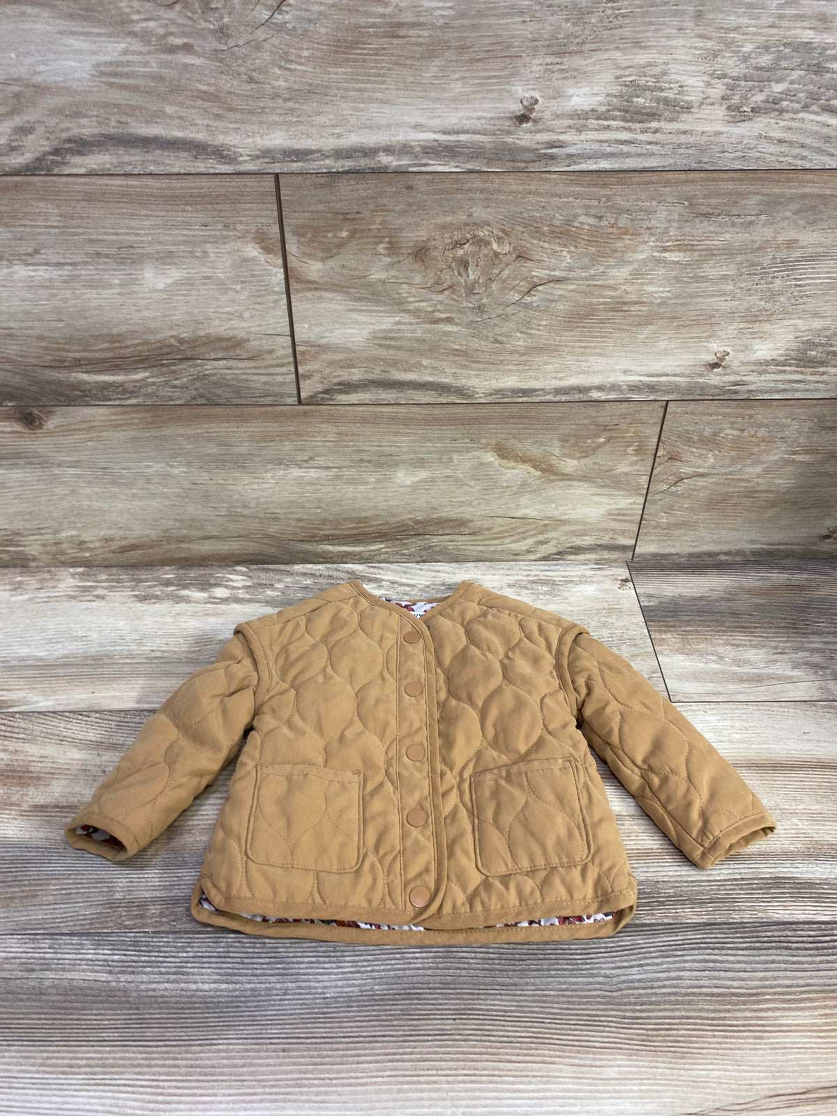 Old Navy Quilted Snap-Front Jacket Tan sz 12-18m