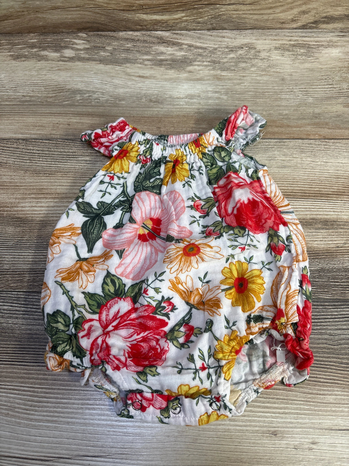 Floral Bubble Romper White sz 3m