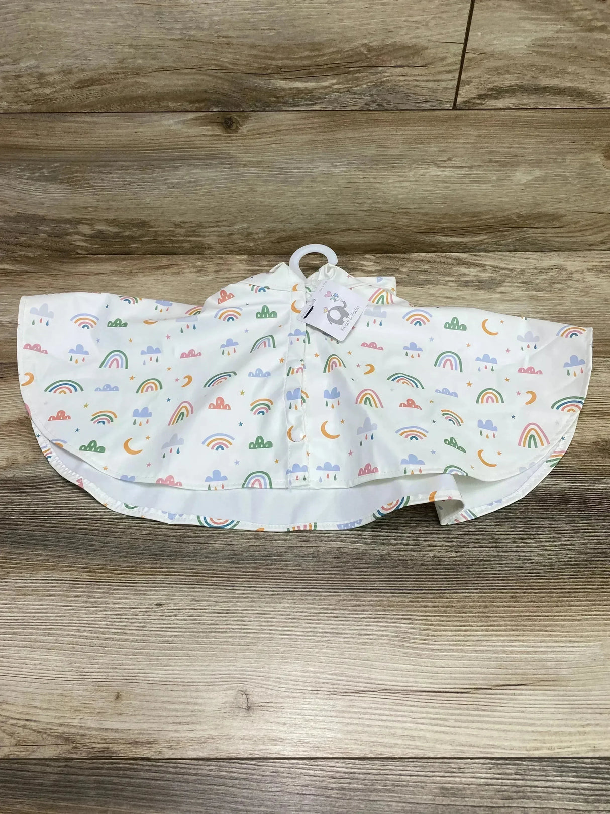 NEW Freddi & Eddie Rainbow Rain Poncho White sz 6-12m - Me n Mommy To Be