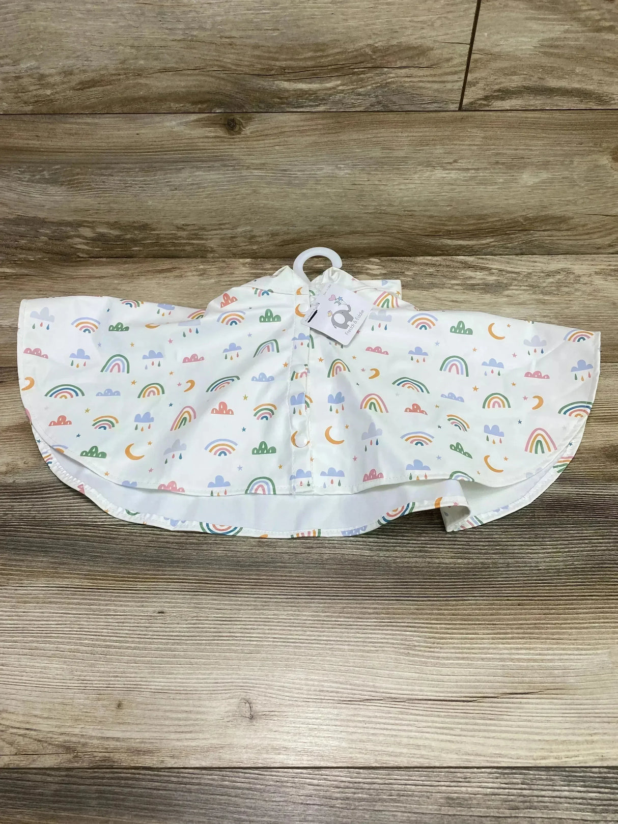 NEW Freddi & Eddie Rainbow Rain Poncho White sz 6-12m - Me n Mommy To Be