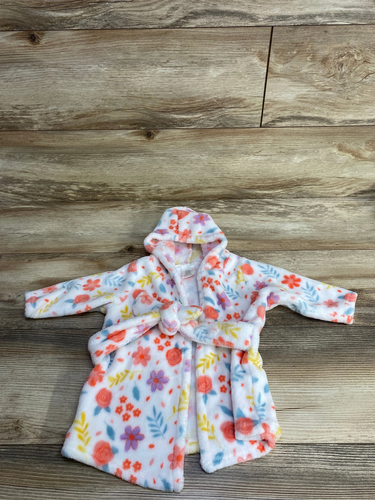 Floral Plush Robe White sz 0-9m
