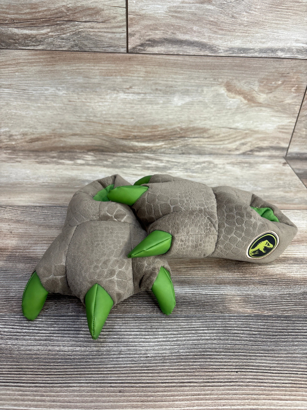 Jurassic World Dinosaur 3D Claw Feet Plush Slippers Brown sz 7/8c