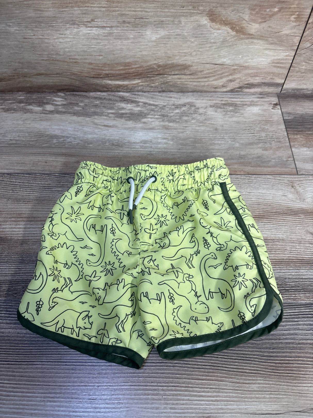 Cat & Jack Dino Print Swim Trunks Neon sz 2T