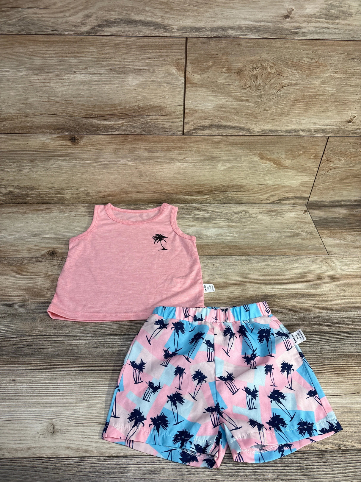 Shein 2pc Tank Top & Shorts Pink sz 12-18m - Me n Mommy To Be