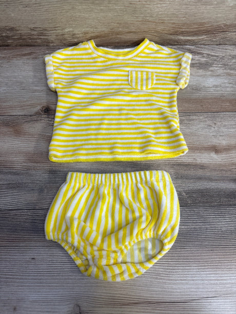 Cat & Jack 2pc Striped Terry Cloth Shirt & Bottoms Yellow sz 3-6m - Me n Mommy To Be