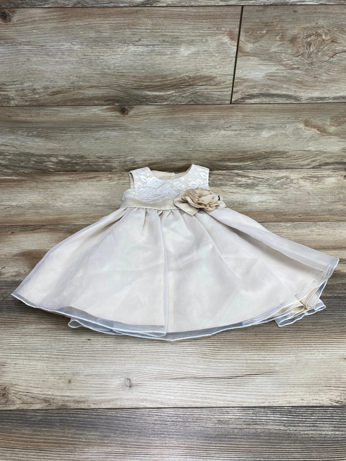 Rare Editions Lace Dress Taupe sz 12m - Me n Mommy To Be