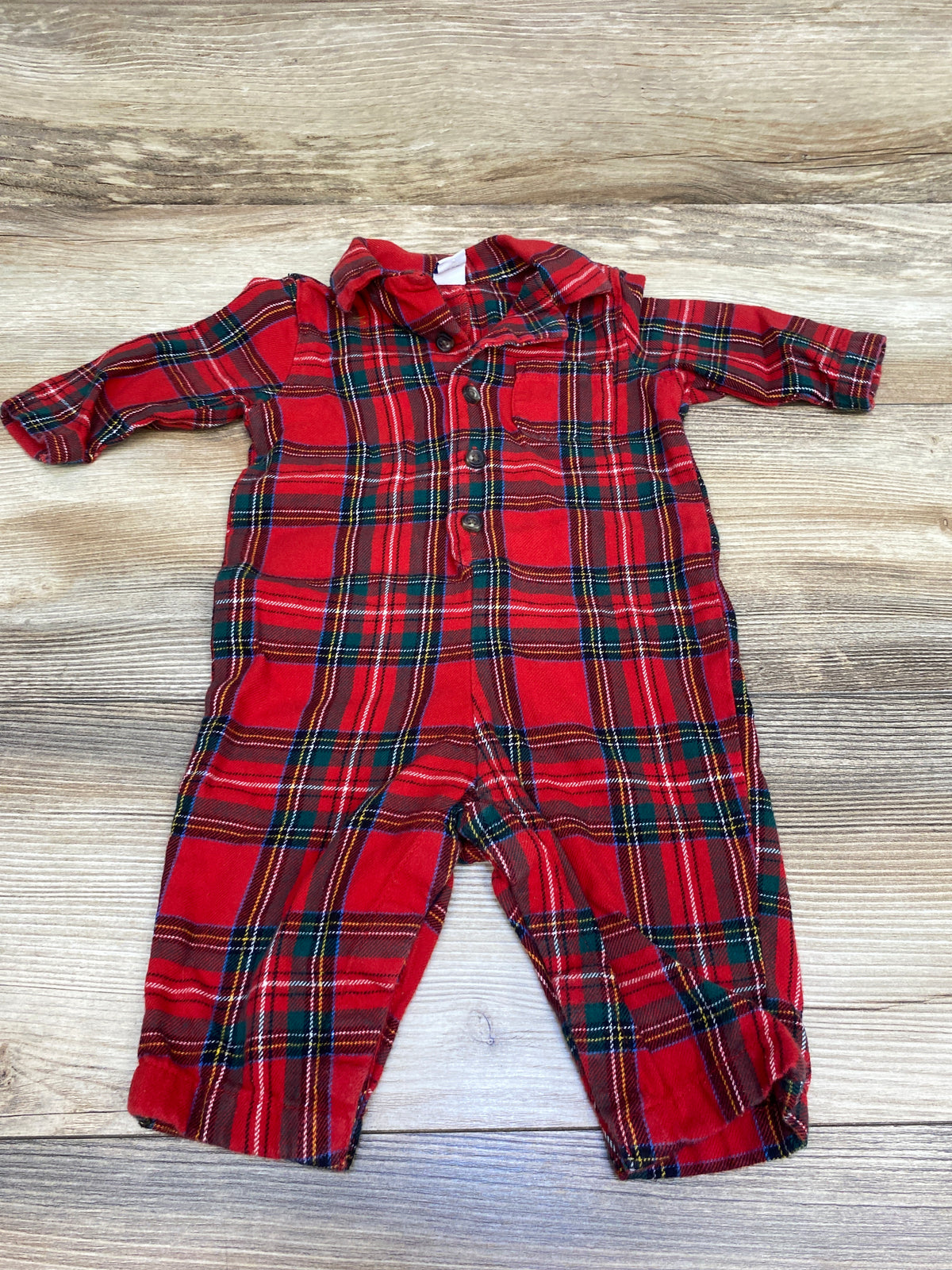 Old Navy Tartan Button Front Coverall Red sz 3-6m