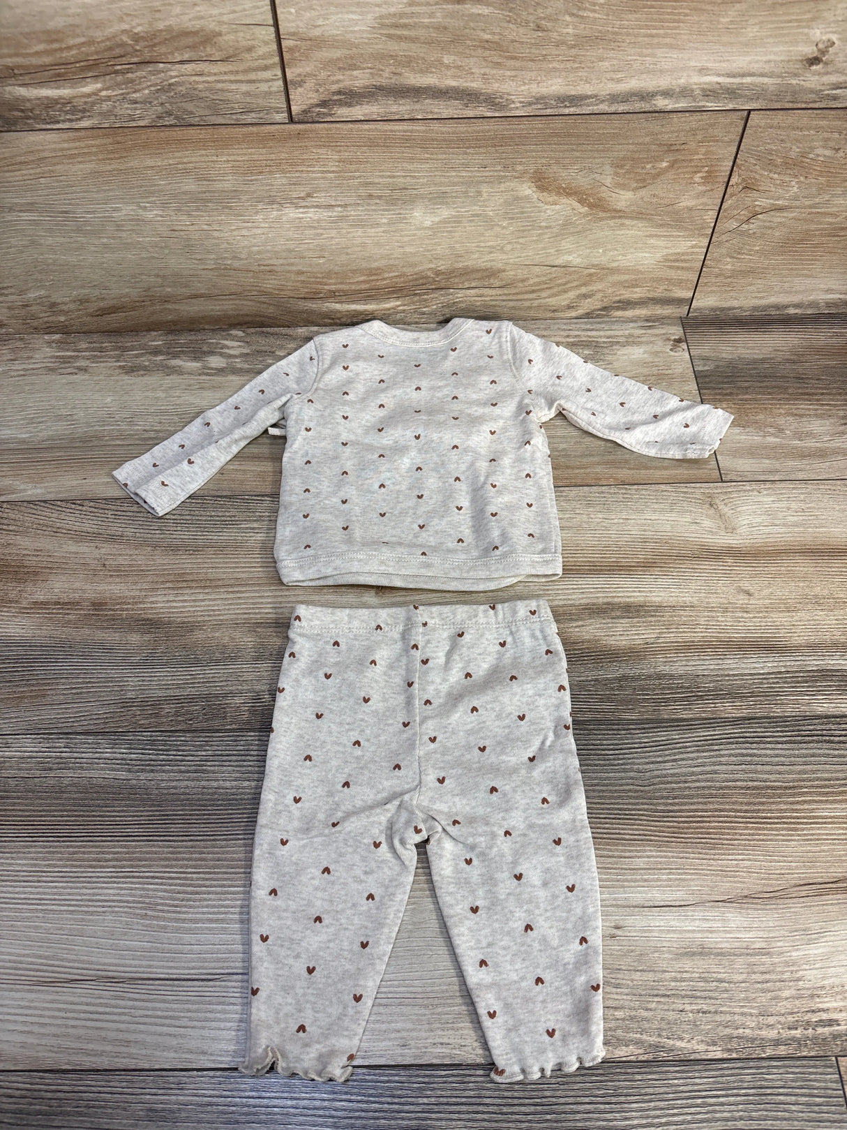 Just One You 2pc Heart Print Kimono Set Taupe sz 3m