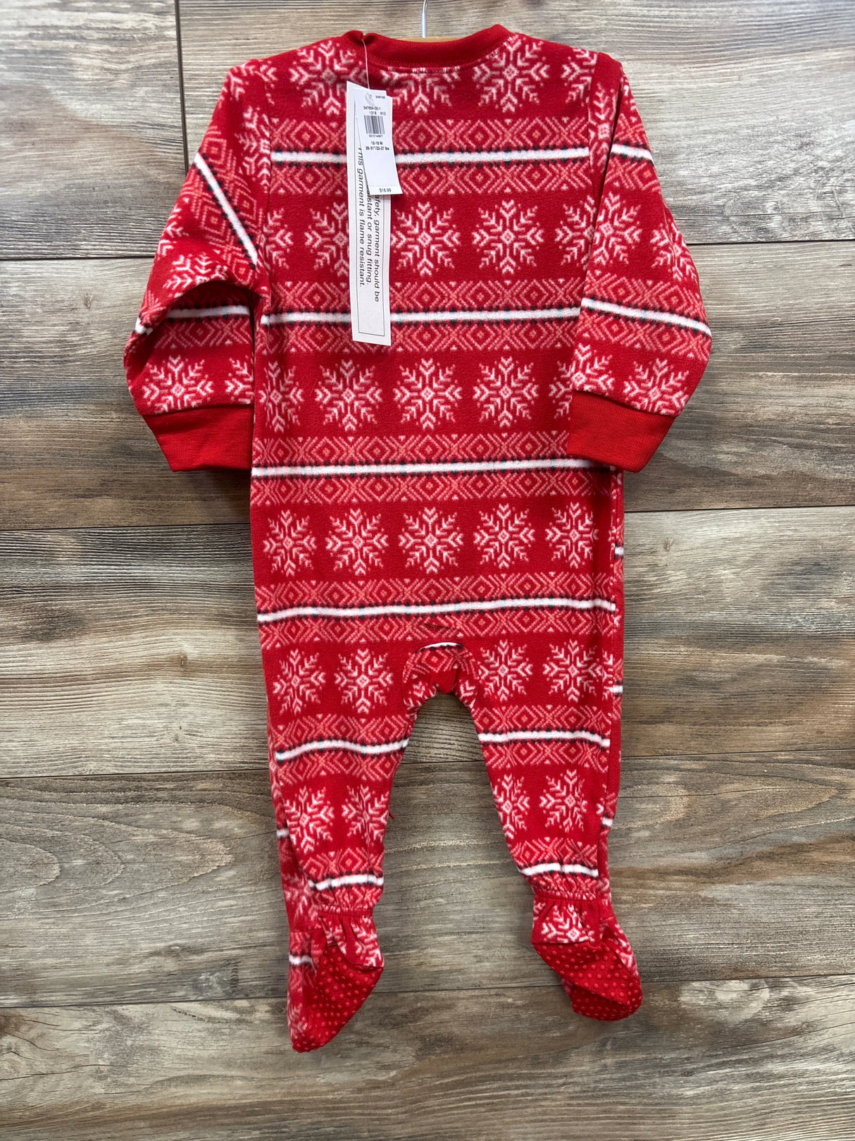 NEW Old Navy Velour Fair Isle Christmas Sleeper Red sz 12-18m
