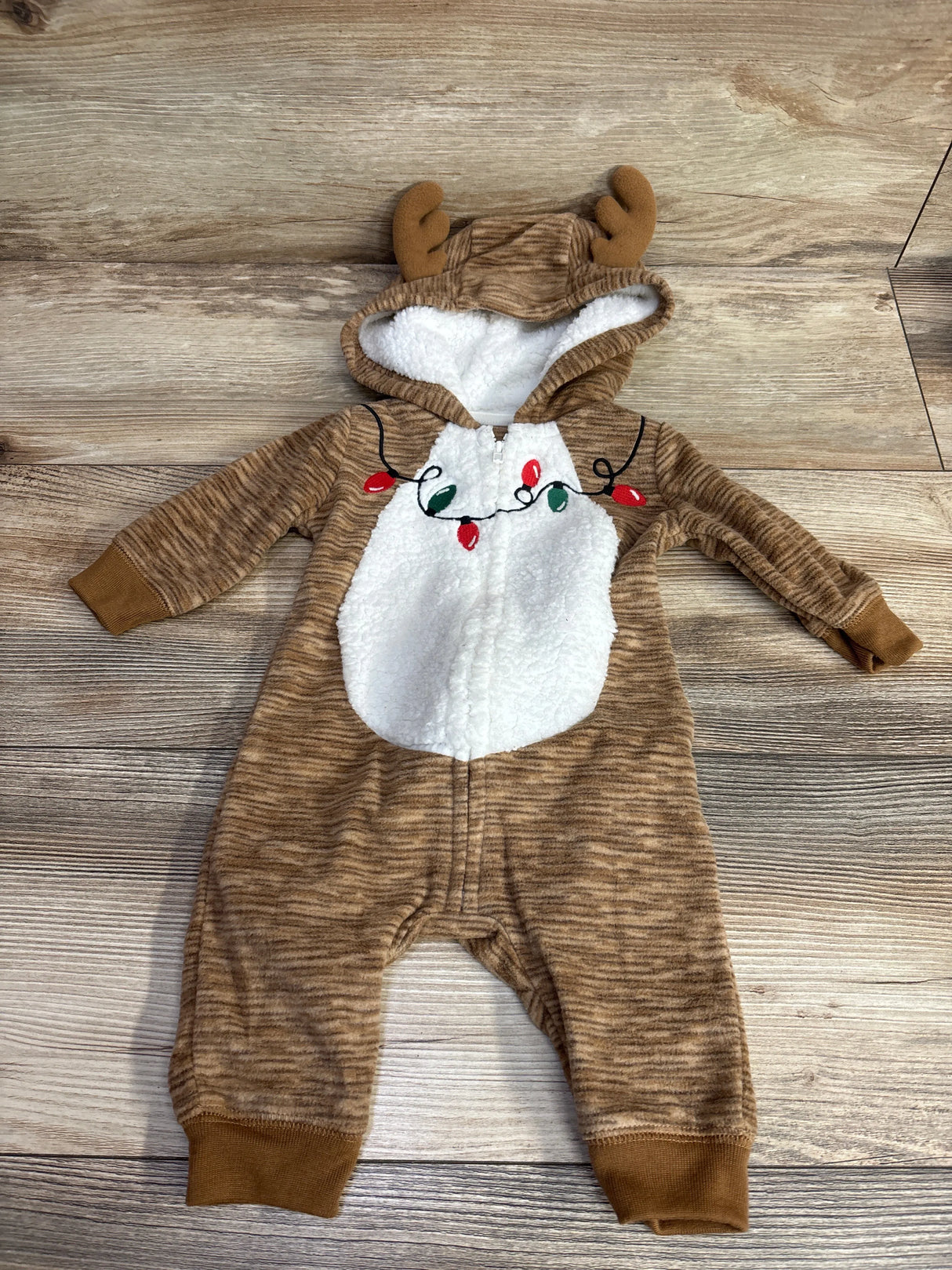 Just One You Reindeer Hooded Coverall Brown sz 3m