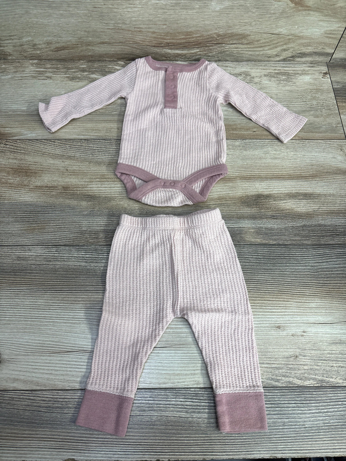 Cloud Island 2pc Waffle Knit Bodysuit & Bottoms Set Pink sz Newborn