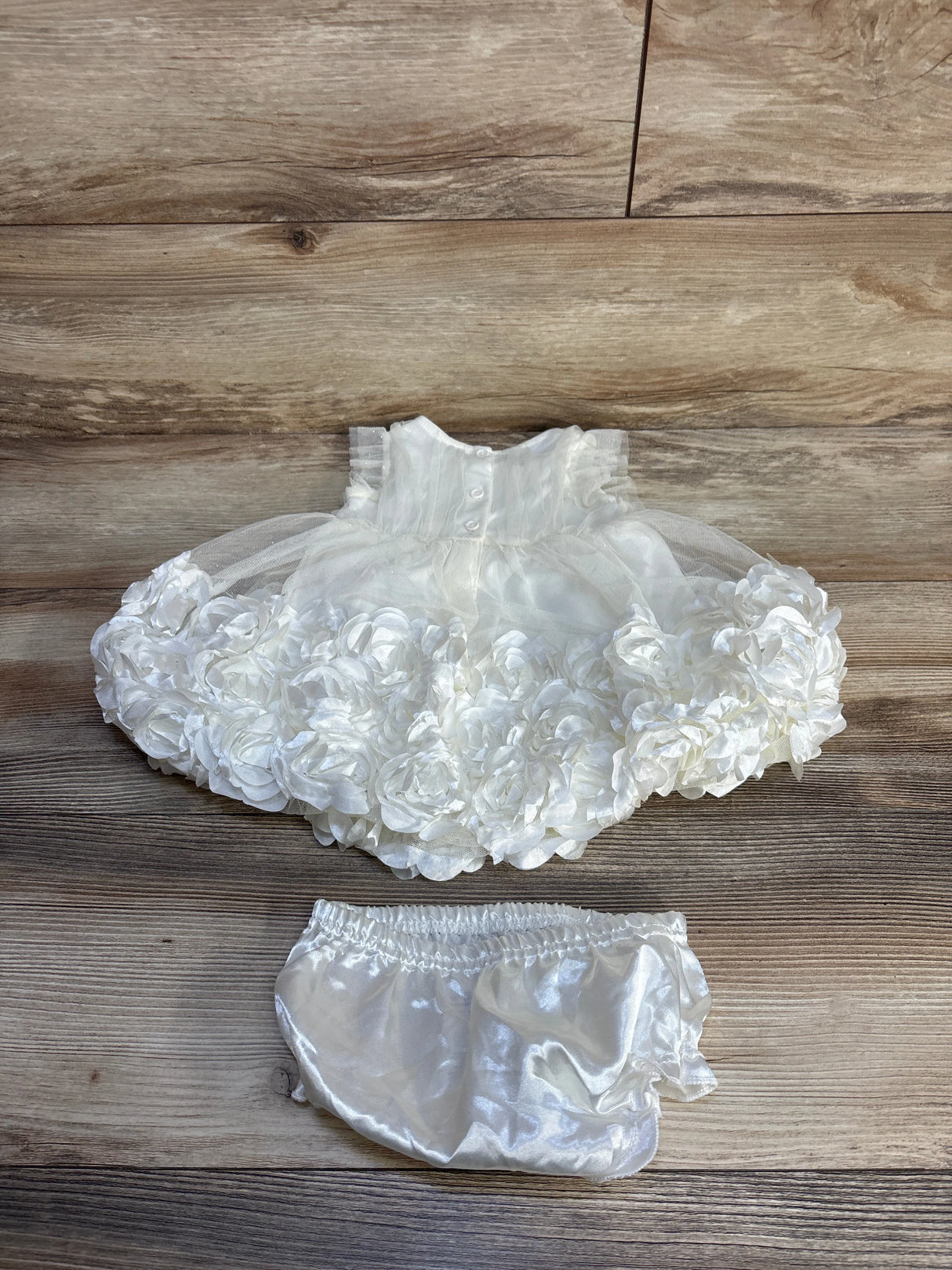 Nannette 2pc Rosette Dress & Bloomers Ivory sz 6/9m