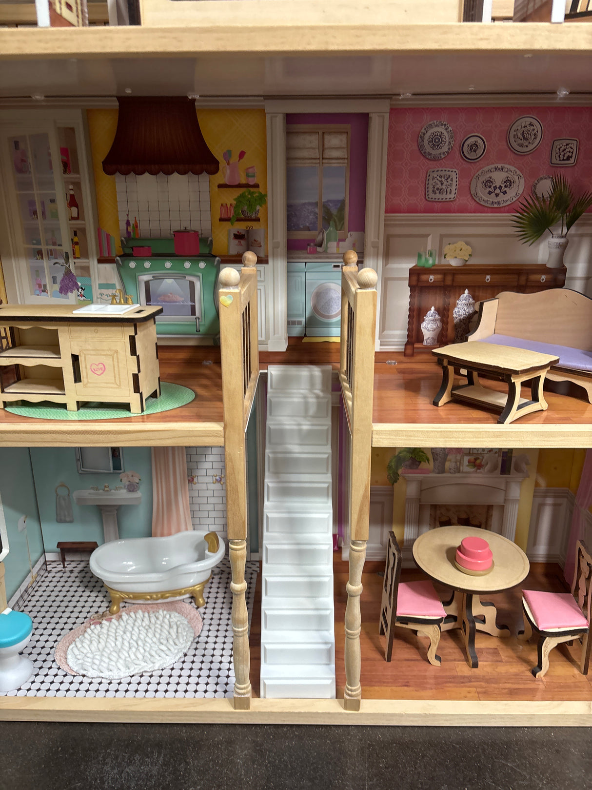 Kidcraft Wooden Classic Charlotte Dollhouse with 14 Accessories