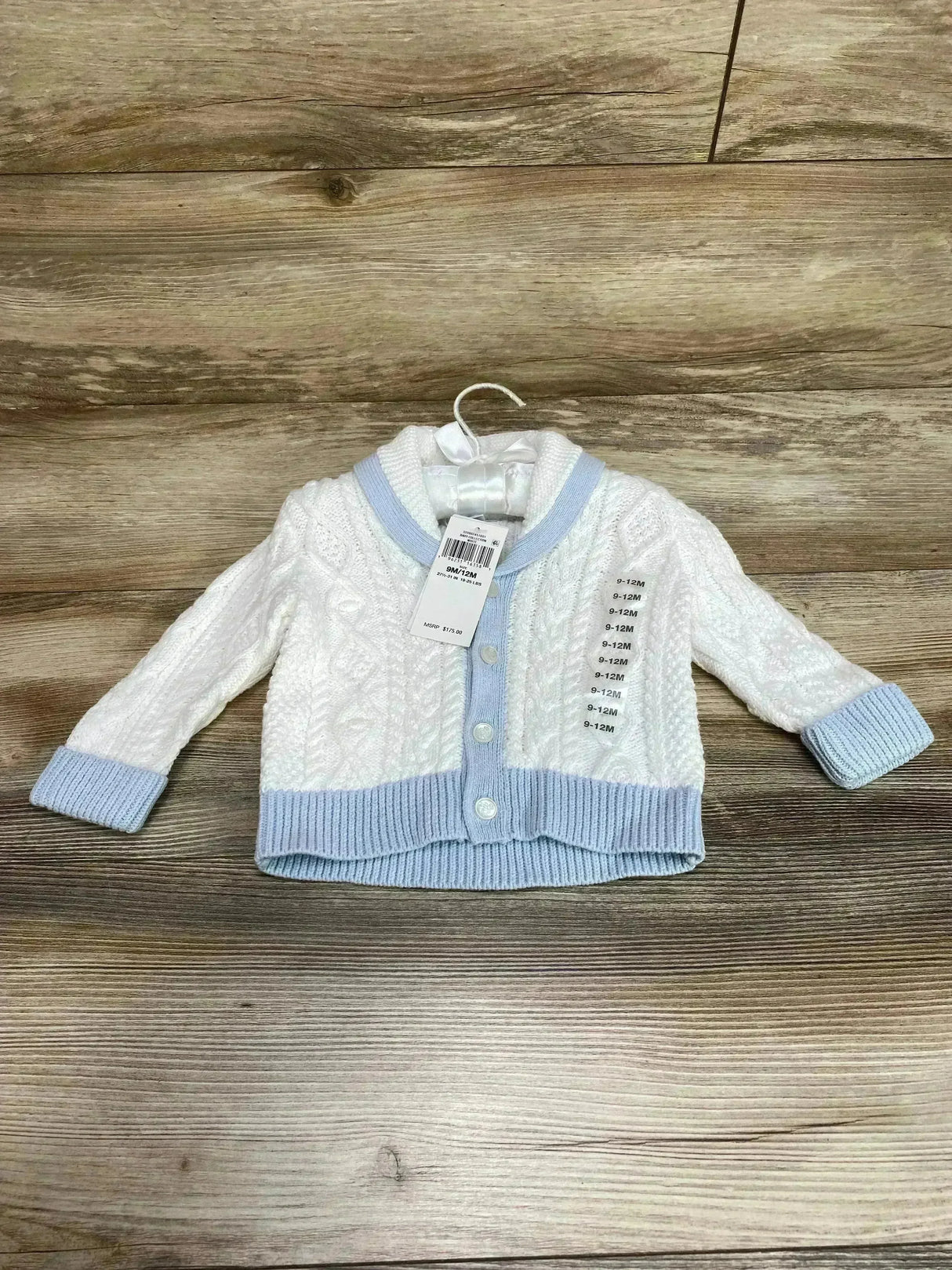 NEW Ralph Lauren Shawl Neck Cable Knit Cardigan White sz 9-12m - Me n Mommy To Be