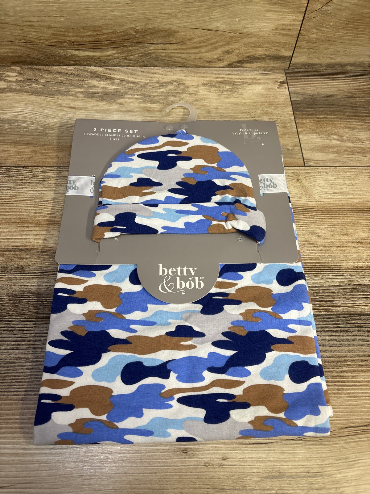 NEW Betty & Bob 2pc Swaddle Blanket & Hat Set Blue