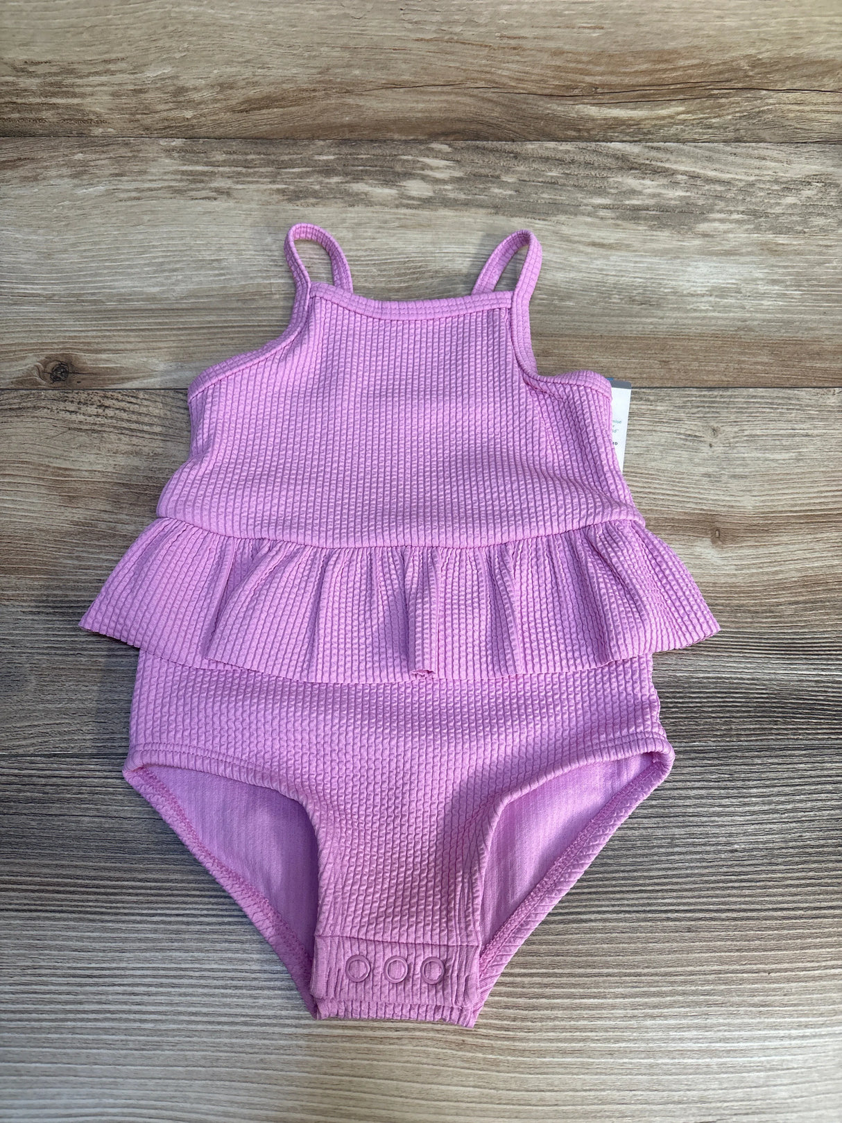 NEW Carter's Ribbed Ruffled 1pc Swimsuit Pink sz 18m