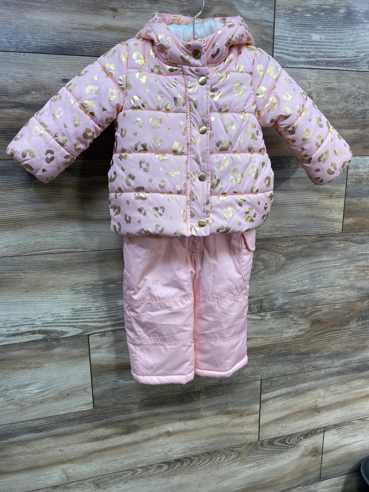 Carter's Snowsuit Jacket & Bib Set Pink Leopard sz 12m