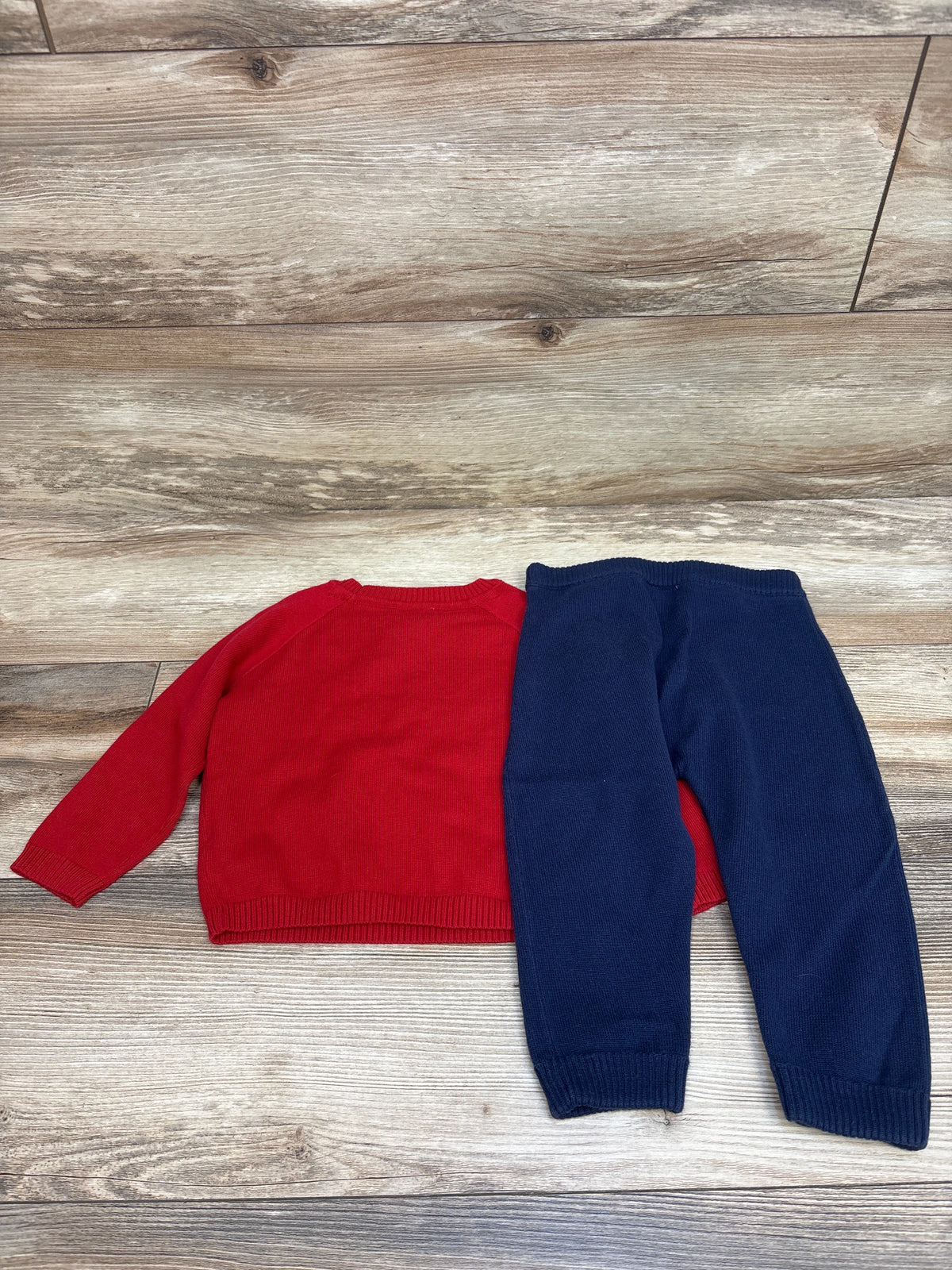 First Impressions 2pc Knit Christmas Sweater & Pants Set Red sz 18m