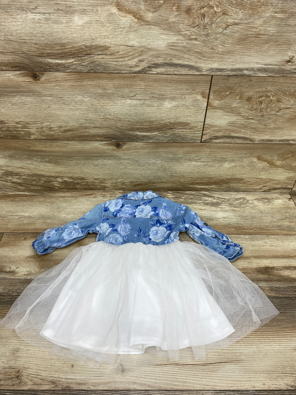Pink & Violet Long Sleeve Denim Tulle Dress Blue sz 2T