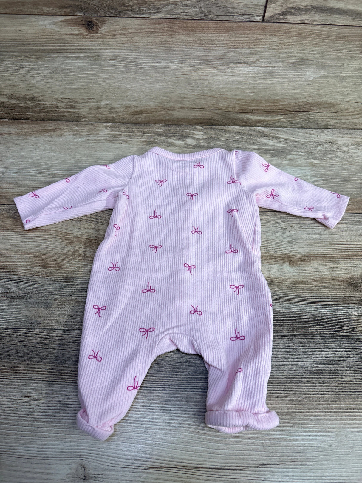 Cat & Jack Ribbed Bow Coverall Pink sz 0-3m