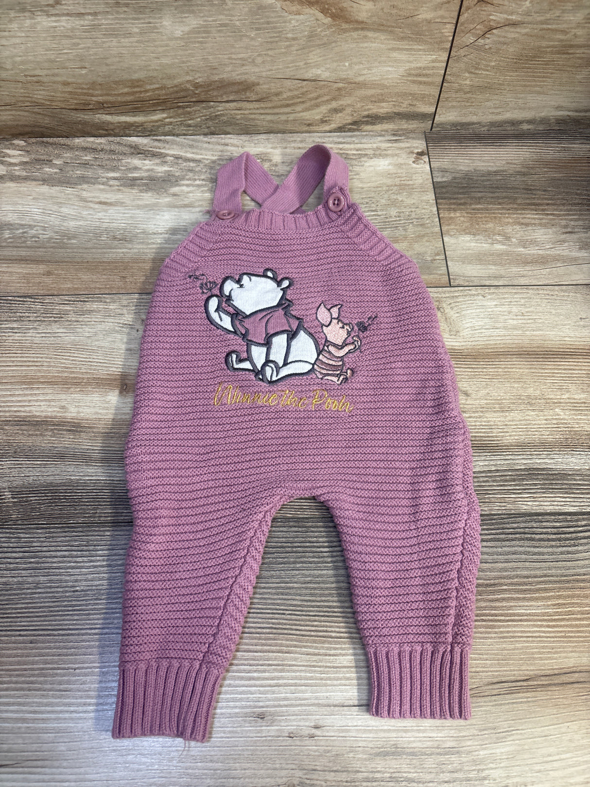 Disney Baby Winnie The Pooh Knit Overalls Mauve sz 0/3m
