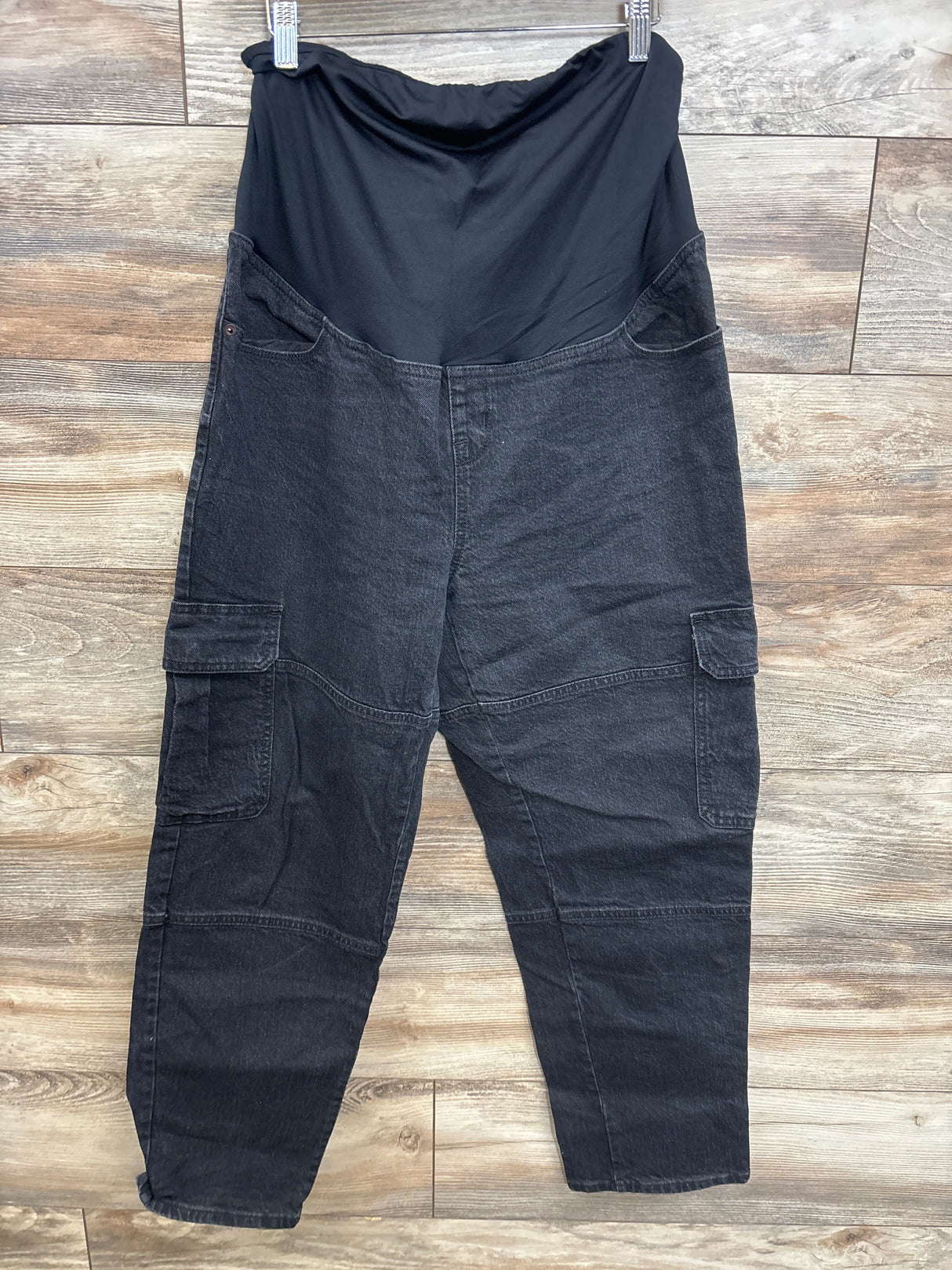 Isabel Maternity Denim Cargo 90s Straight Jeans Black sz Large