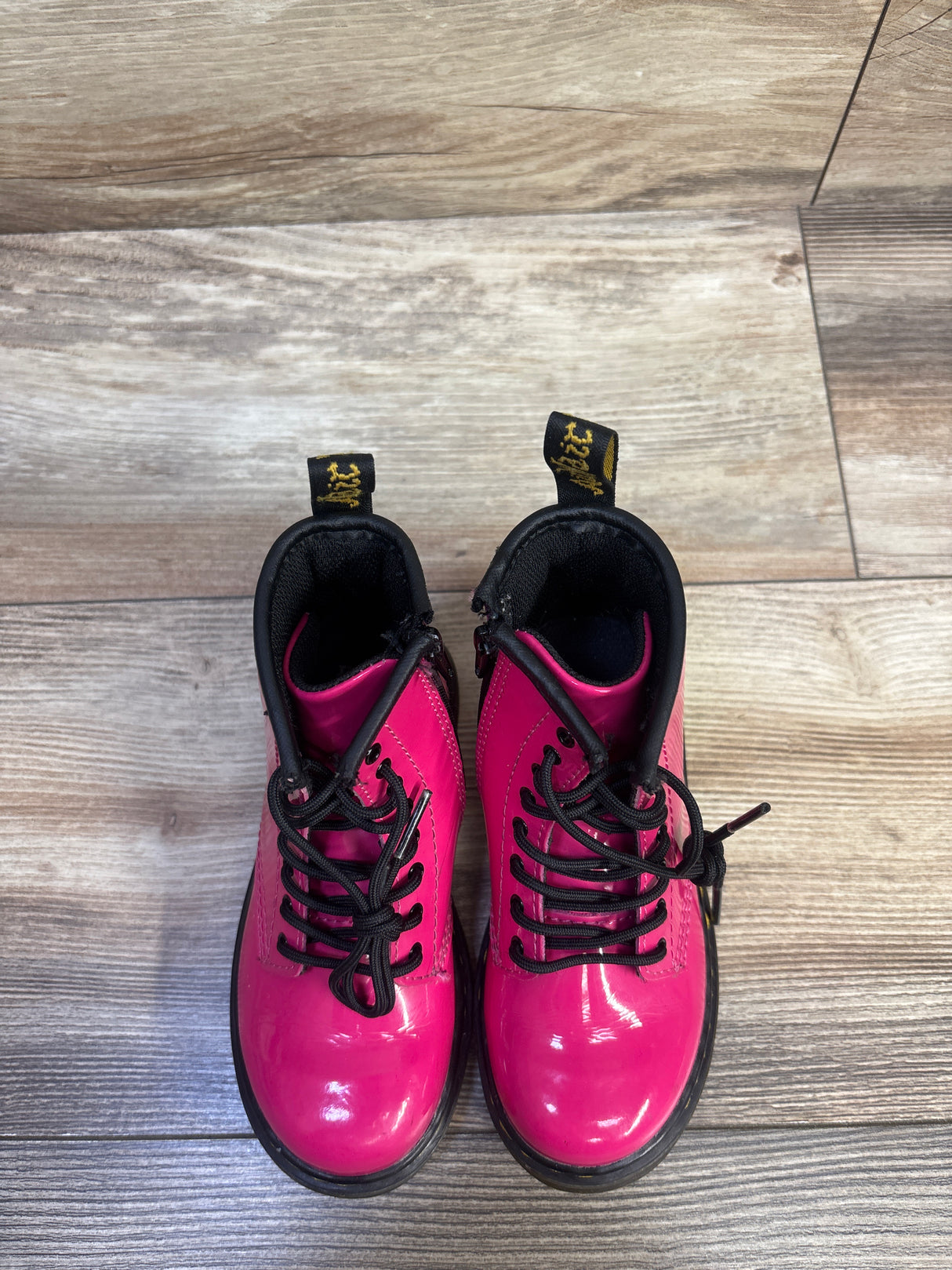 Dr. Martens Patent Leather Lace Up Boots Pink sz 10c