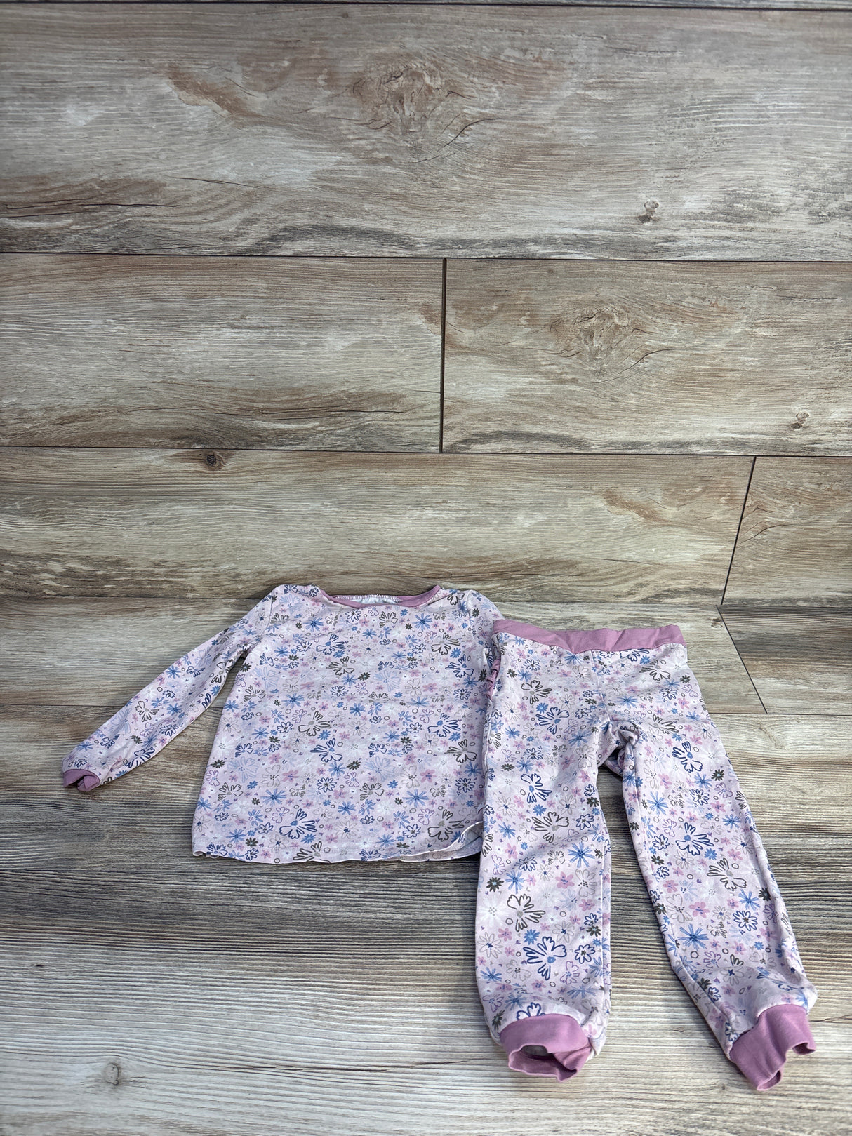 RuffleButts 2pc Floral Pajama Set Pink sz 3T