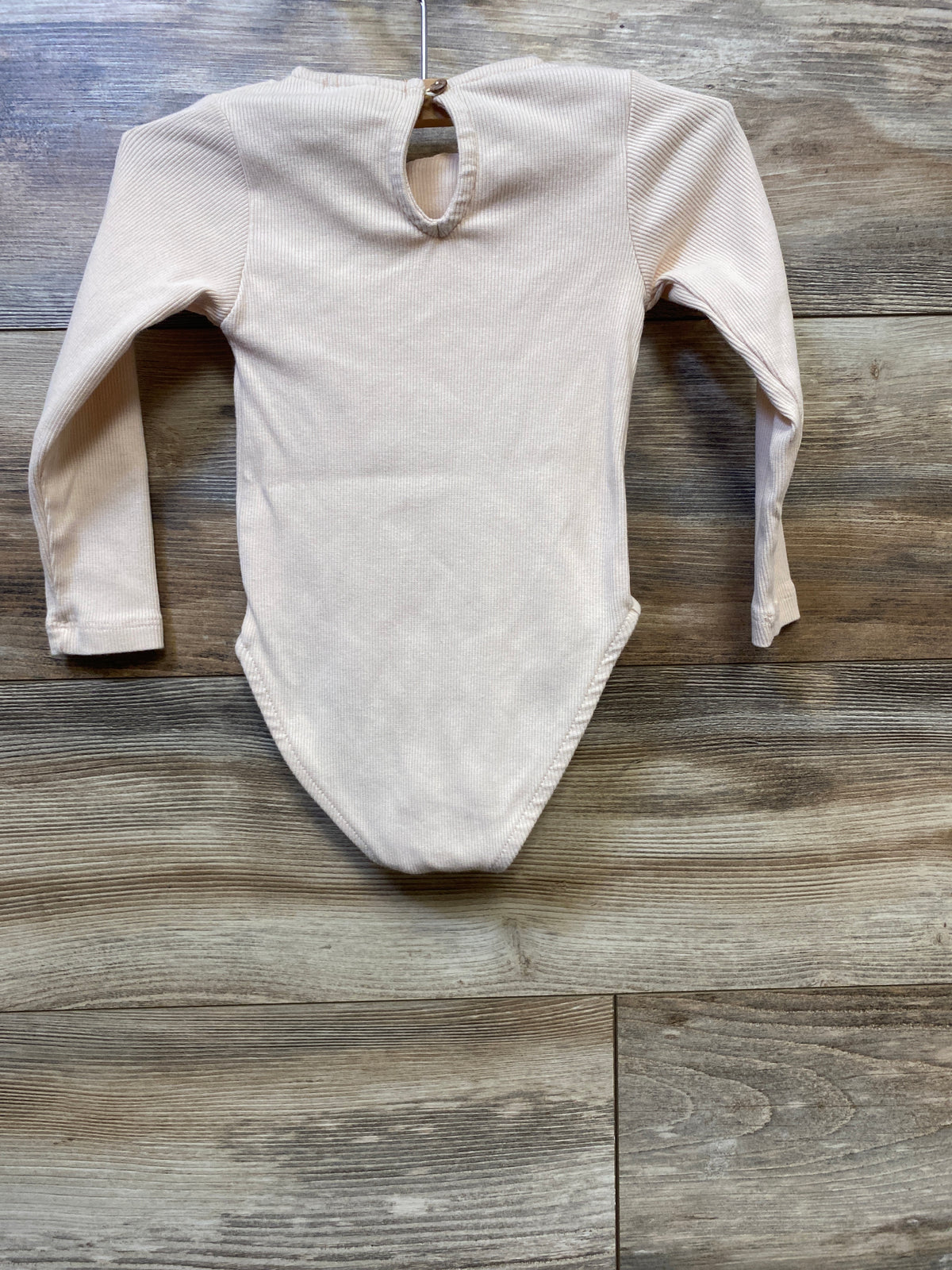 Zara Ribbed Long Sleeve Bow Bodysuit Ivory sz 2-3T