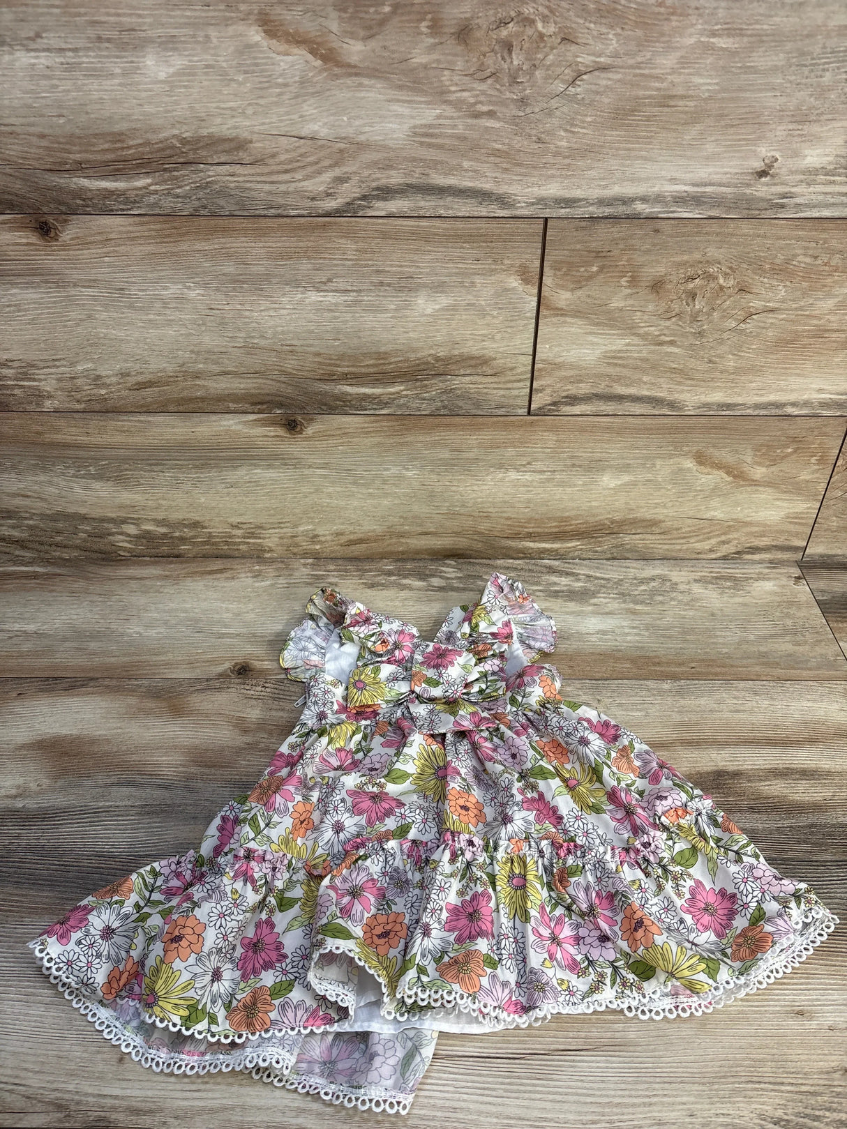 Rare Editions Floral Ruffle Sleeve Dress White sz 2T