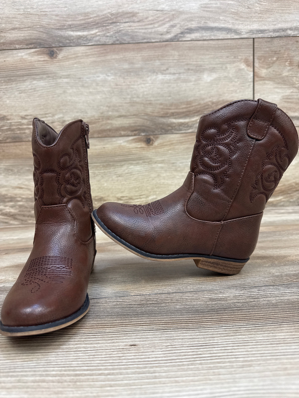 Cat & Jack Memphis Zipper Western Boots Brown sz 11c